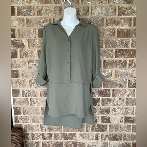 NWT Ady P New With Tags Size XS roll tab long sleeves Olive colored button down